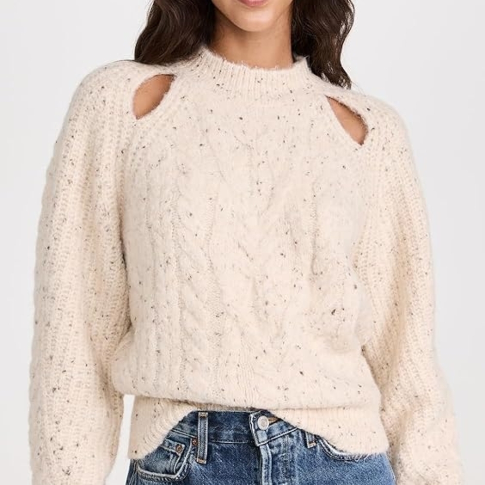 Astr Cream Knit Sweater with Cutout Details